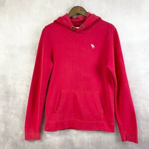 Abercrombie Fitch Red Hoodie Sweatshirt Small Y2K Moose Street Retro Preppy Logo